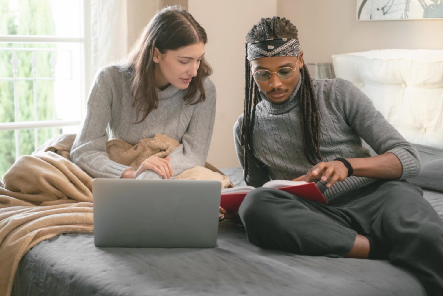 Students collaborating during network management training
